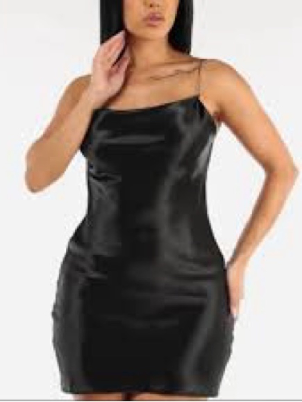 The Vintage Shop Black Satin Mini Dress